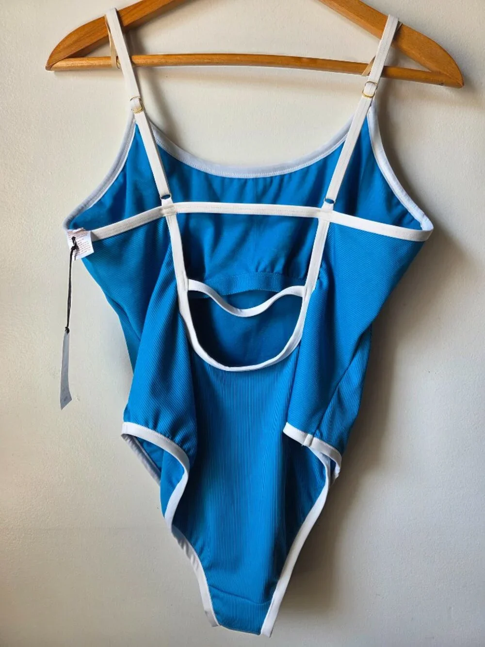 NWT SHADE & SHORE BLUE /WHITE TRIMMED 1PC SWIMSUIT SIZE XL / 16